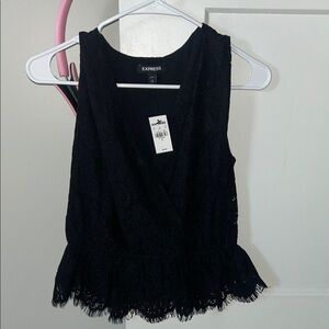 Express Black Lace Peplum Blouse